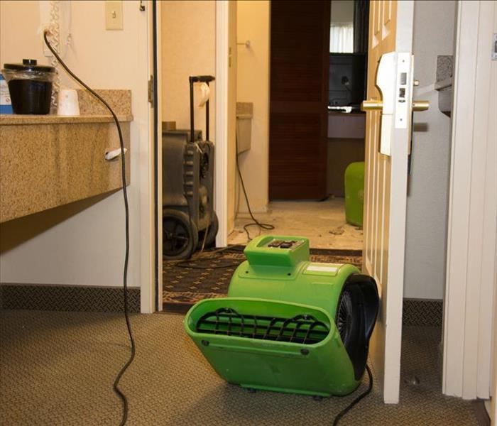 air mover drying out rooms and corridor
